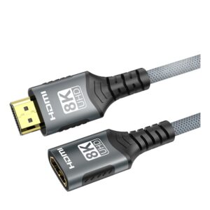 Rallonge HDMI 2.1 8K tressée, mâle vers femelle, 1 m ou 2 m, vue principale