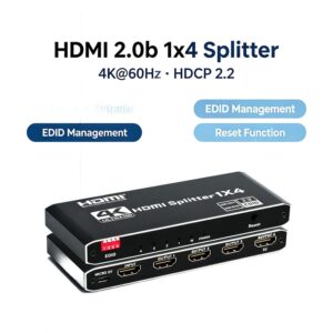 Splitter HDMI 4K 60 Hz 1 entrée 4 sorties pour vidéoprojecteur, vue principale