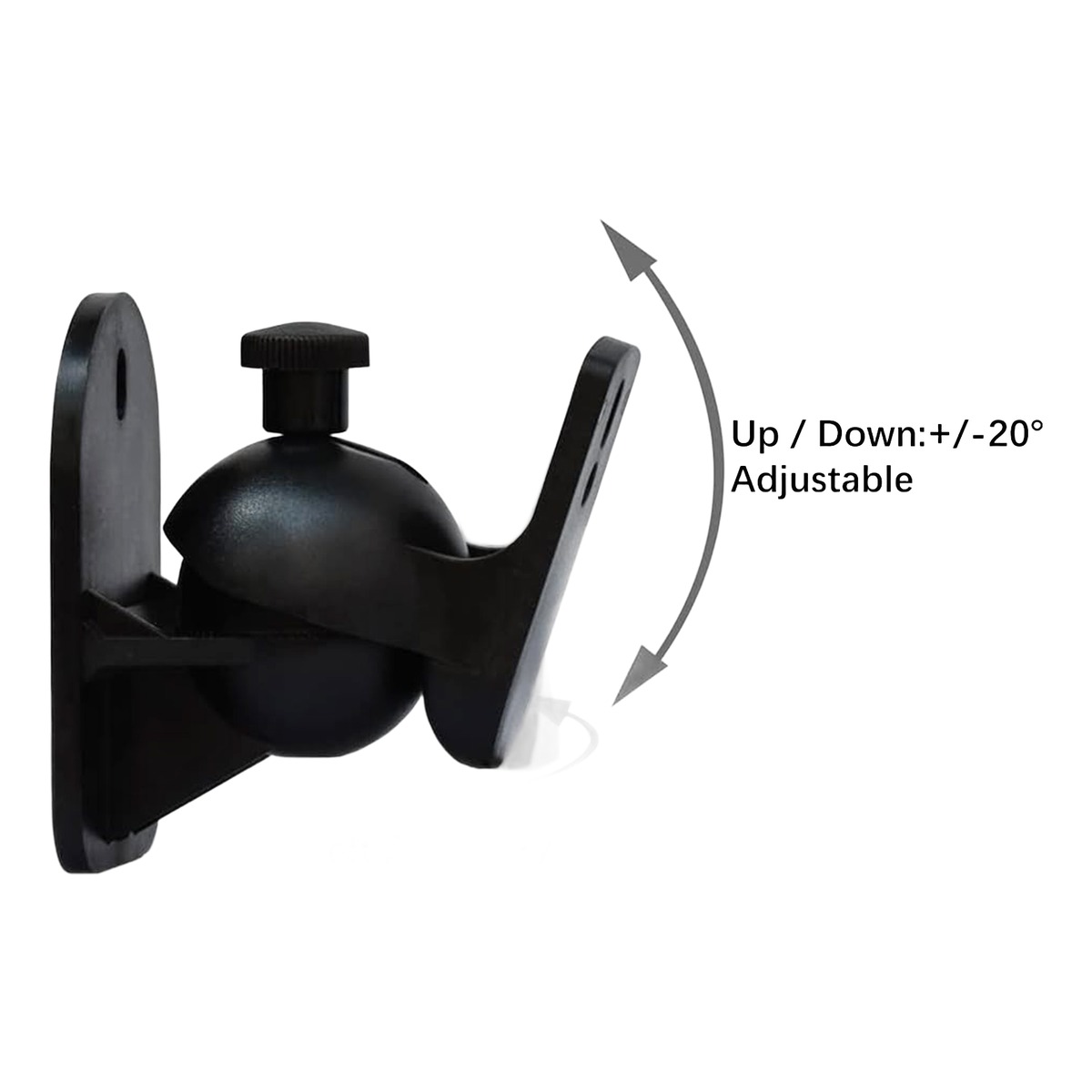 Support enceinte mural orientable, lot de deux pour petites enceintes, vue de trois quarts