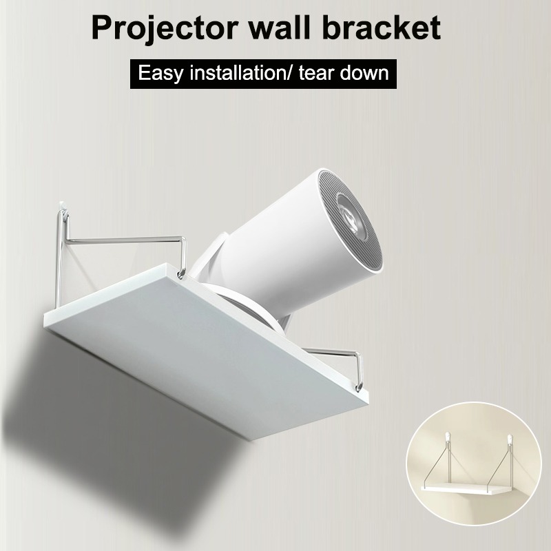 Support vidéoprojecteur mural en étagère blanche à suspendre, vue de face