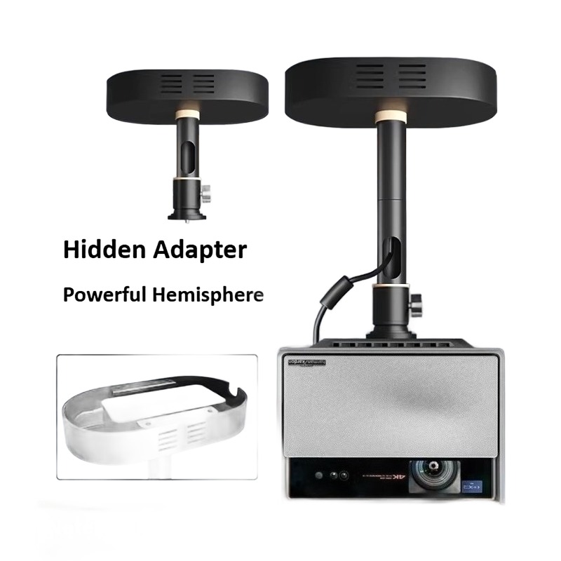 Support vidéoprojecteur plafond à plateau et adaptateur caché, vue arriere