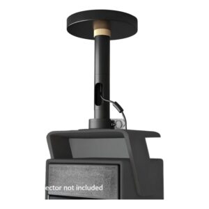 Support vidéoprojecteur plafond à tube aluminium et disque discret, vue de face