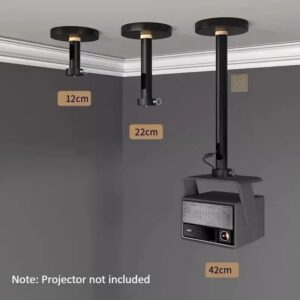 Support vidéoprojecteur plafond à tube aluminium et disque discret, detail