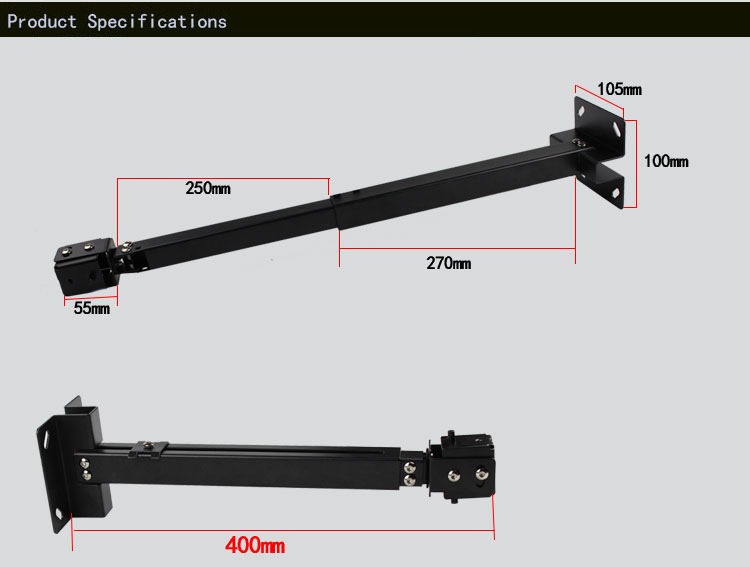 Support vidéoprojecteur plafond universel à bras, 43 à 65 cm, vue de trois quarts