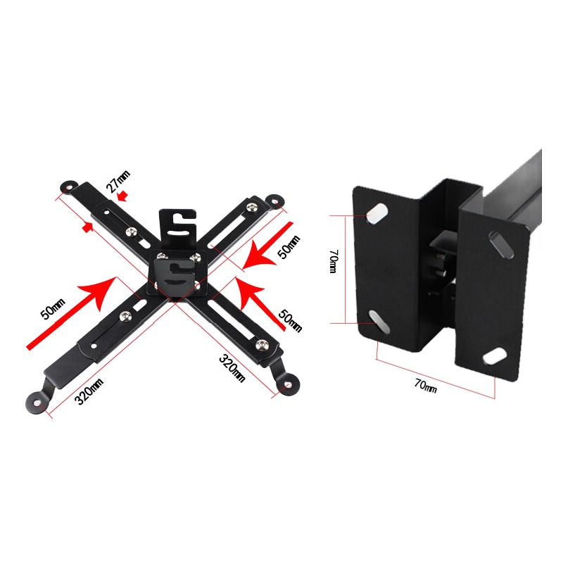Support vidéoprojecteur plafond universel à bras, 43 à 65 cm, detail