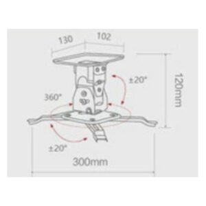 Support vidéoprojecteur plafond universel à quatre bras, faible hauteur, vue arriere
