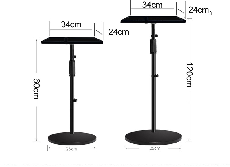 Support vidéoprojecteur sur pied à socle rond, plateau 34 x 24 cm, vue arriere