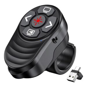 Télécommande présentation en bague, pointeur rouge et récepteur USB-C, vue principale