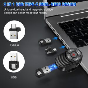 Télécommande présentation en bague, pointeur rouge et récepteur USB-C, vue de face
