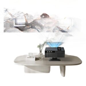 Vidéoprojecteur portable Full HD natif sur cardan, autofocus, vue de trois quarts